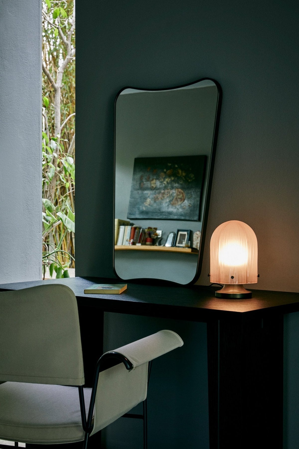 Aura Fluted Glass Table Lamp with Metal Base for Modern Interiors