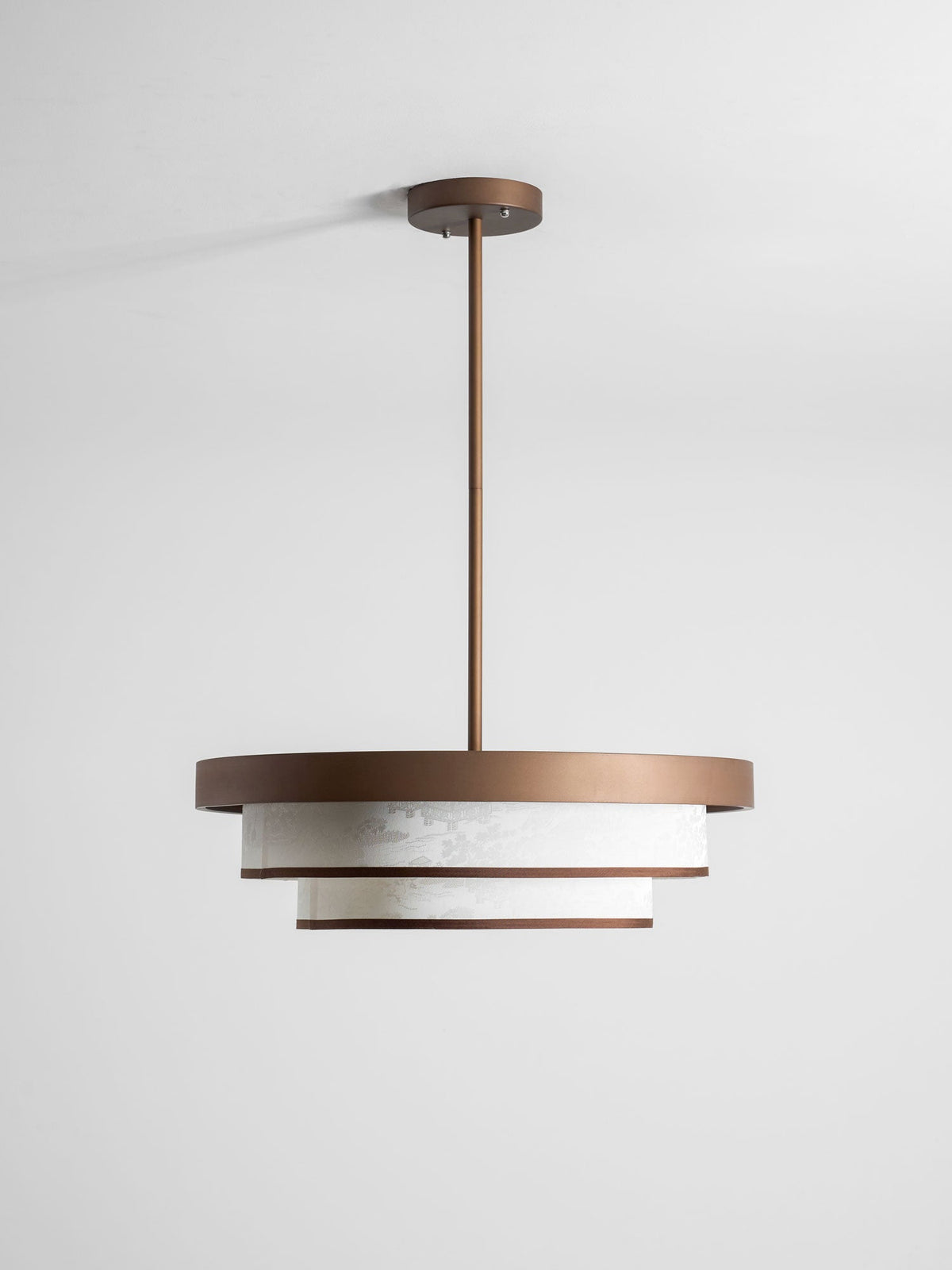 Auralyn Pendant Light – Sculptural Fabric Shade with Bronze Accents