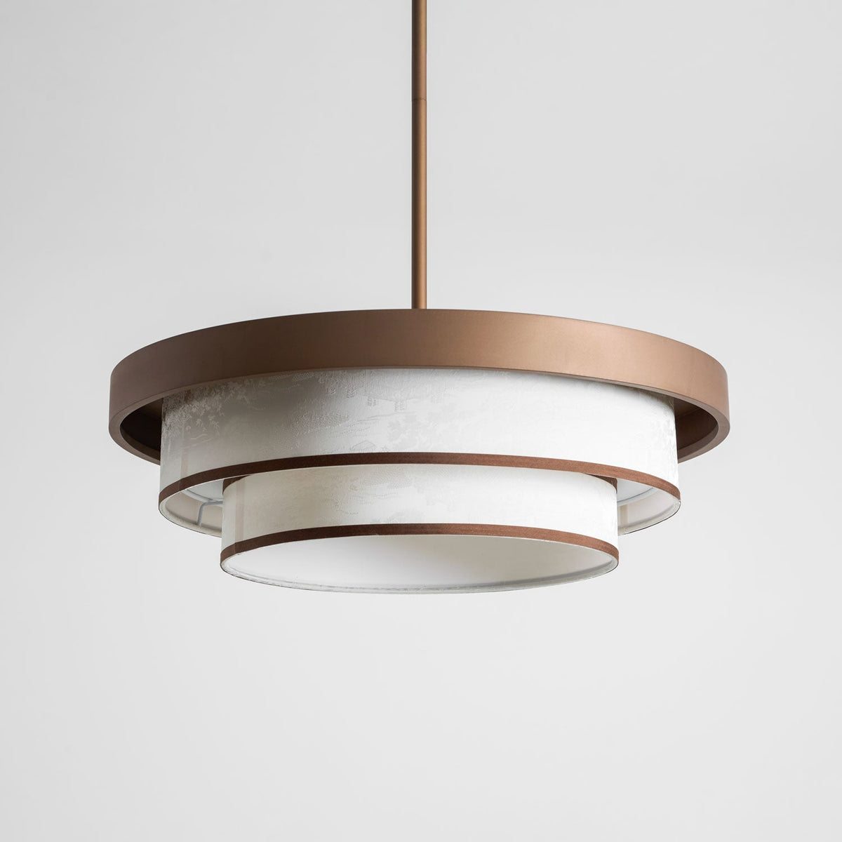Auralyn Pendant Light – Sculptural Fabric Shade with Bronze Accents