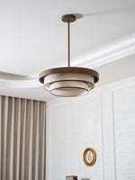 Auralyn Pendant Light – Sculptural Fabric Shade with Bronze Accents