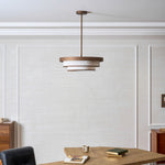 Auralyn Pendant Light – Sculptural Fabric Shade with Bronze Accents