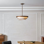 Auralyn Pendant Light – Sculptural Fabric Shade with Bronze Accents