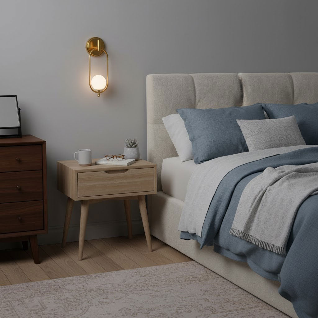 Aurea Brass Wall Sconce – Modern Minimalist Oval Glass Wall Light