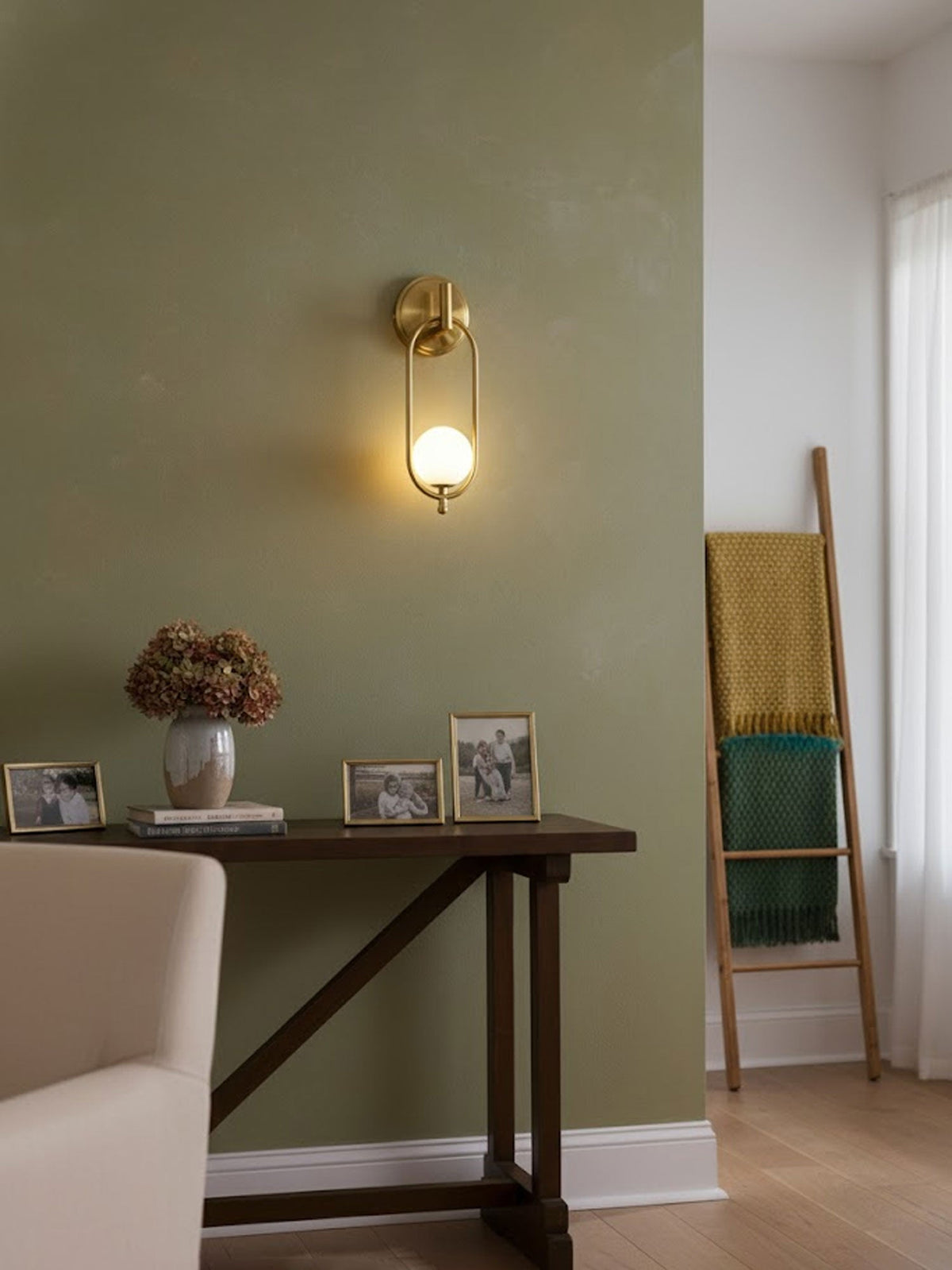 Aurea Brass Wall Sconce – Modern Minimalist Oval Glass Wall Light