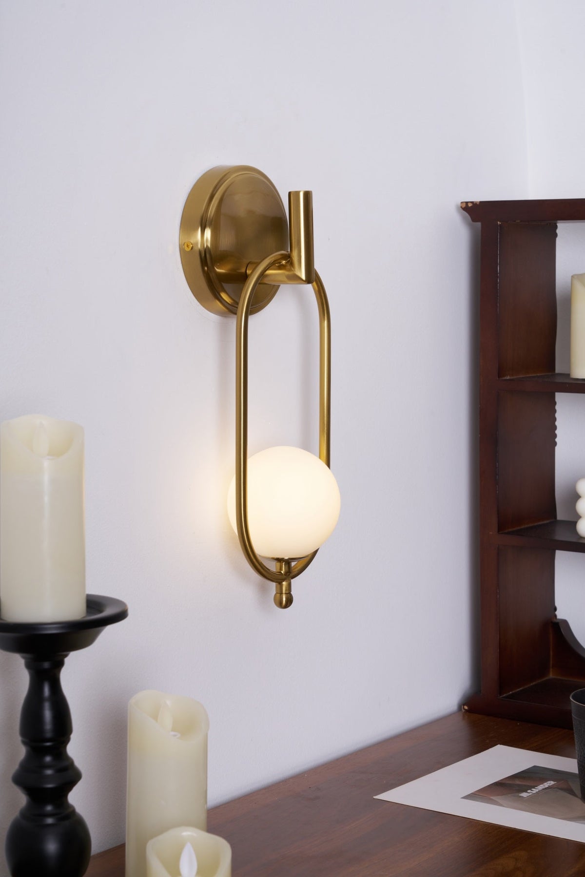 Aurea Brass Wall Sconce – Modern Minimalist Oval Glass Wall Light