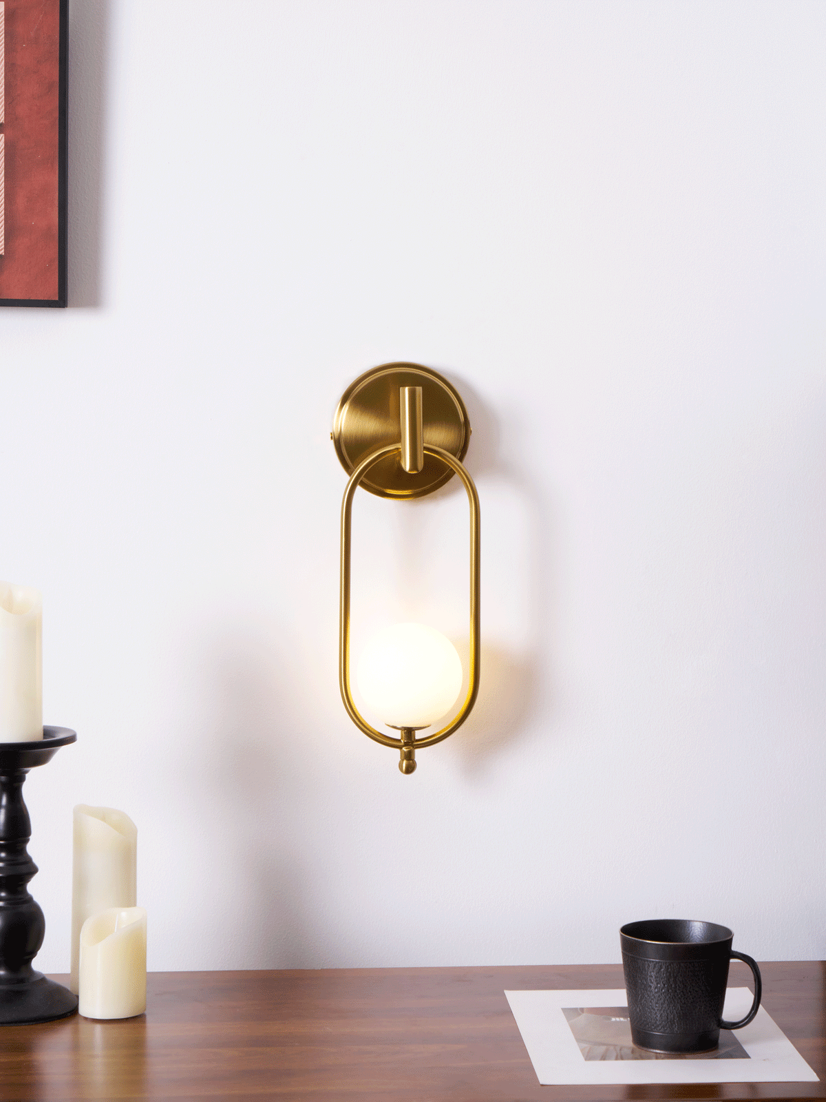 Aurea Brass Wall Sconce – Modern Minimalist Oval Glass Wall Light