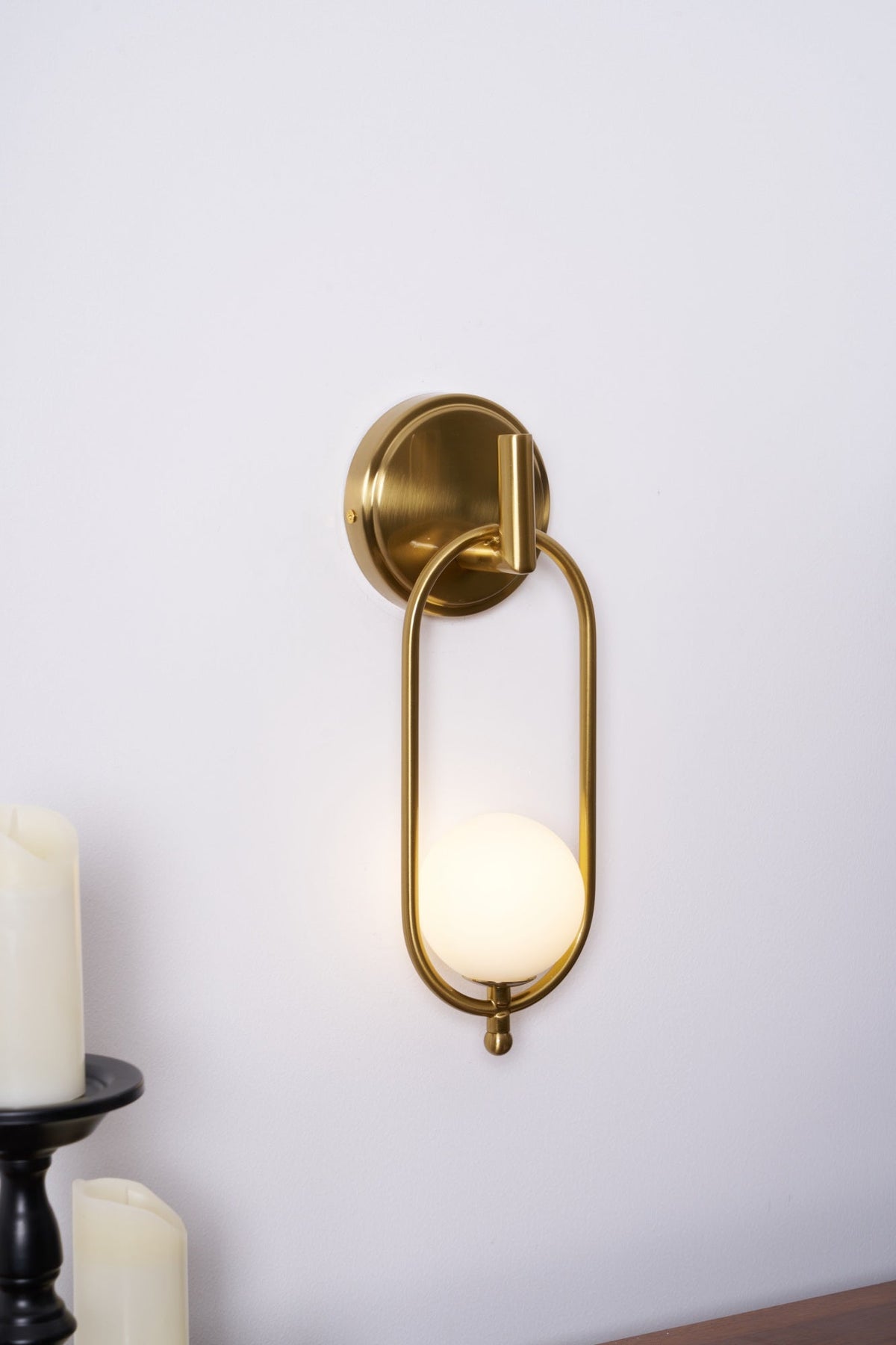 Aurea Brass Wall Sconce – Modern Minimalist Oval Glass Wall Light