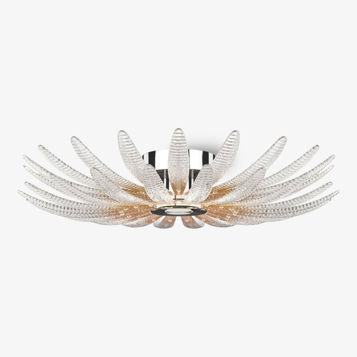 Aurelia Glass Petal Flush Mount Ceiling Light in Chrome
