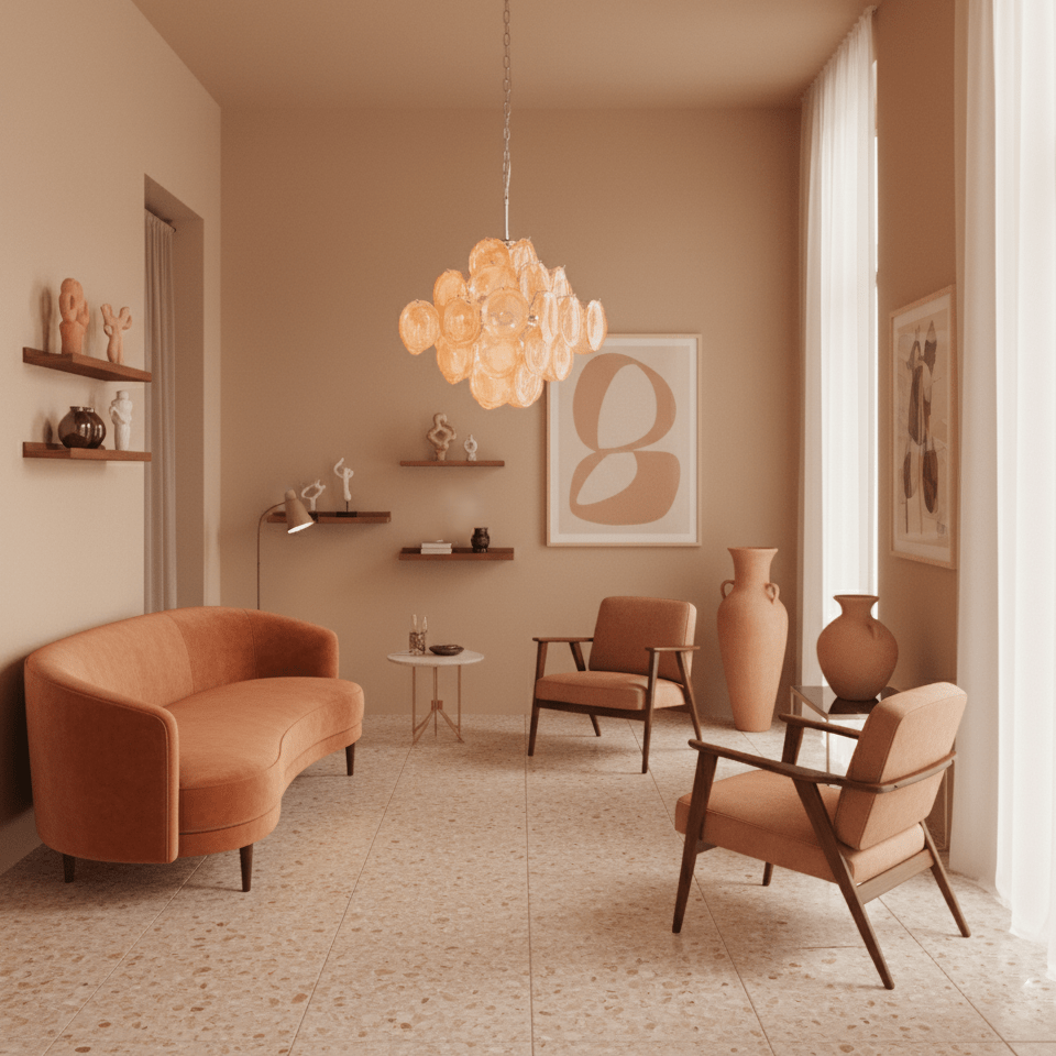 Aurelia Apricot Glass Chandelier – Modern Murano-Inspired Pendant Light