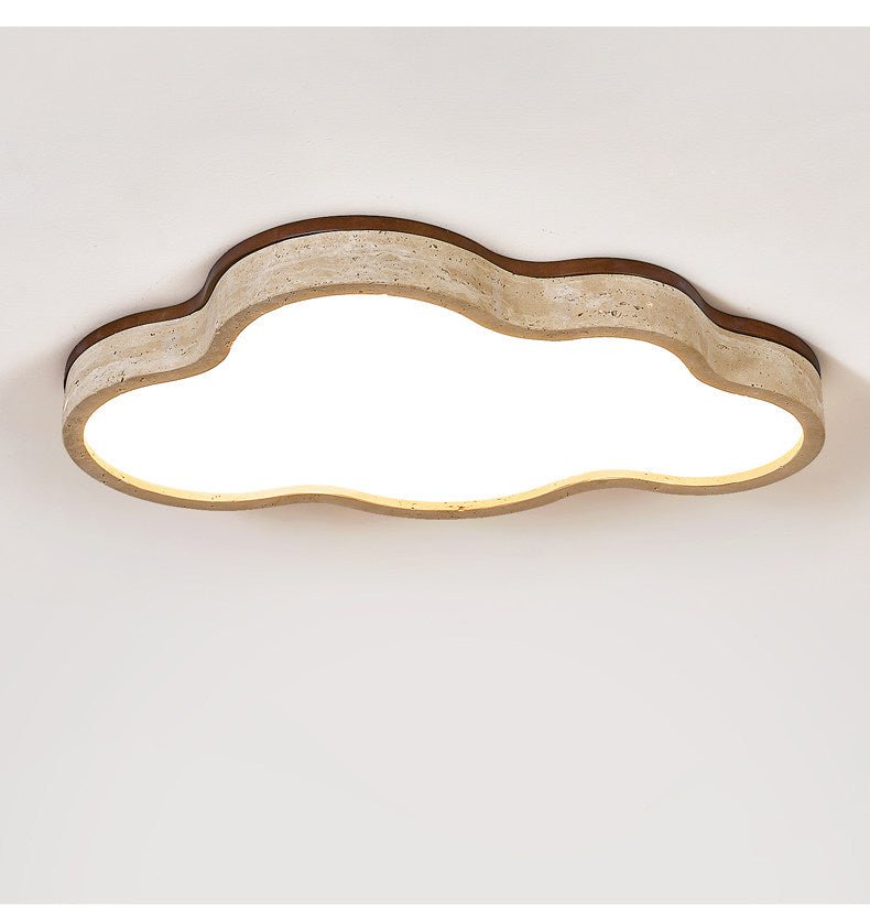 Aurelia Cloud Ceiling Light in Yellow Travertine | Modern Flush Mount LED