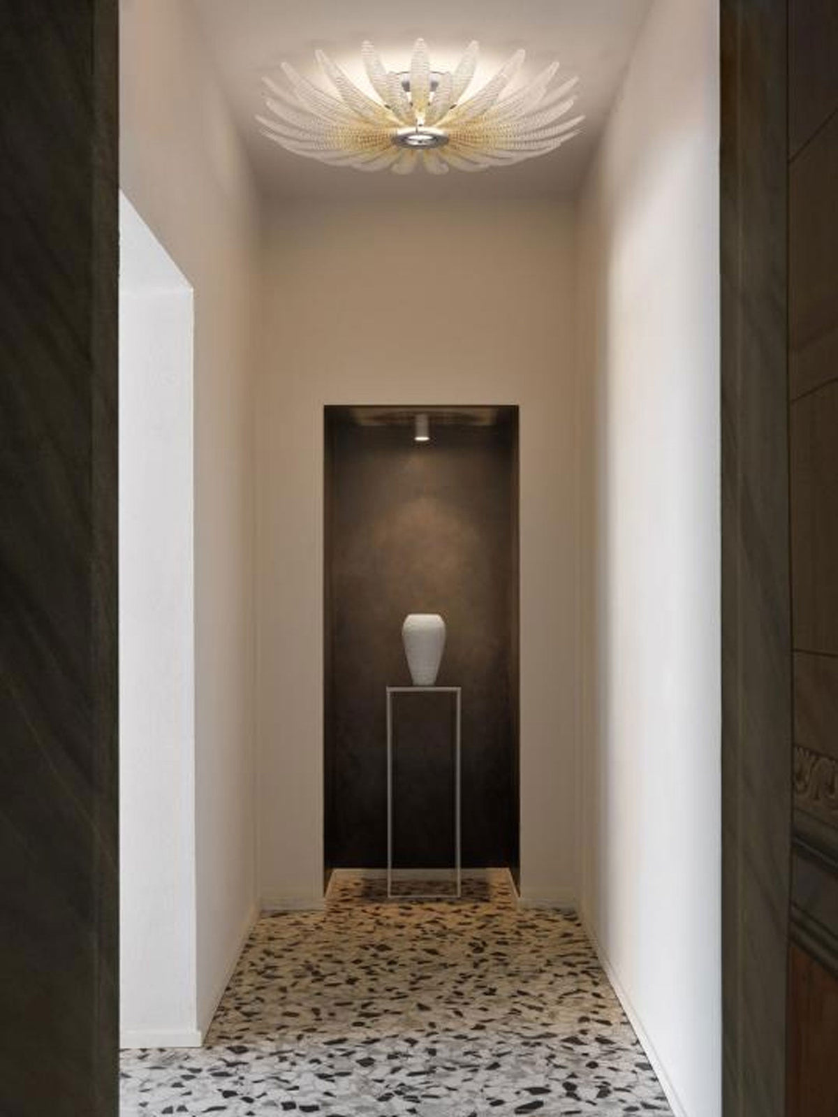 Aurelia Glass Petal Flush Mount Ceiling Light in Chrome