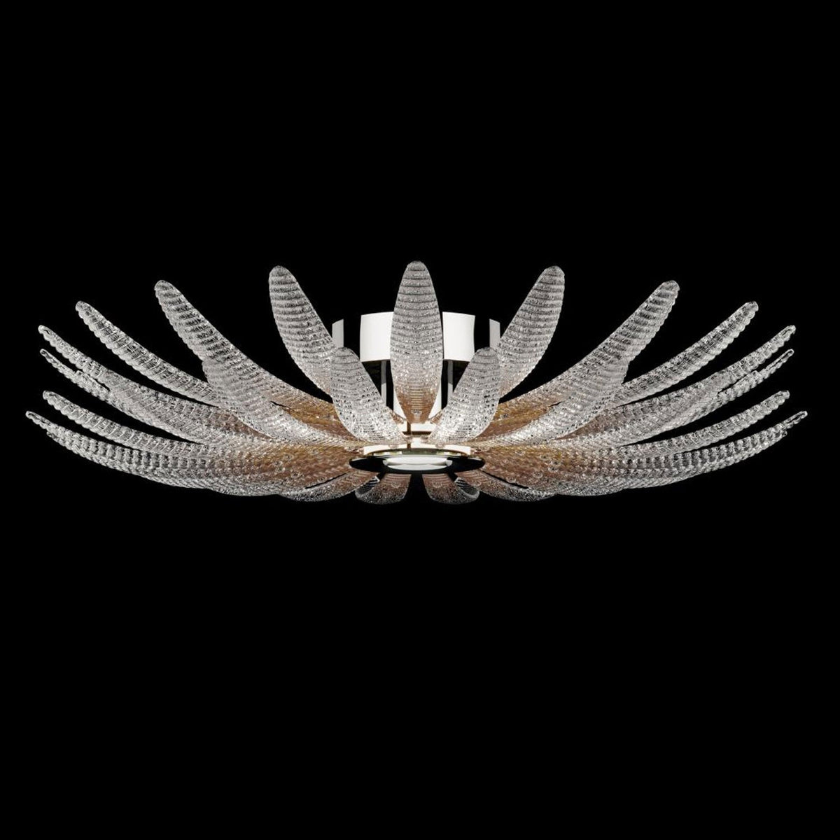 Aurelia Glass Petal Flush Mount Ceiling Light in Chrome