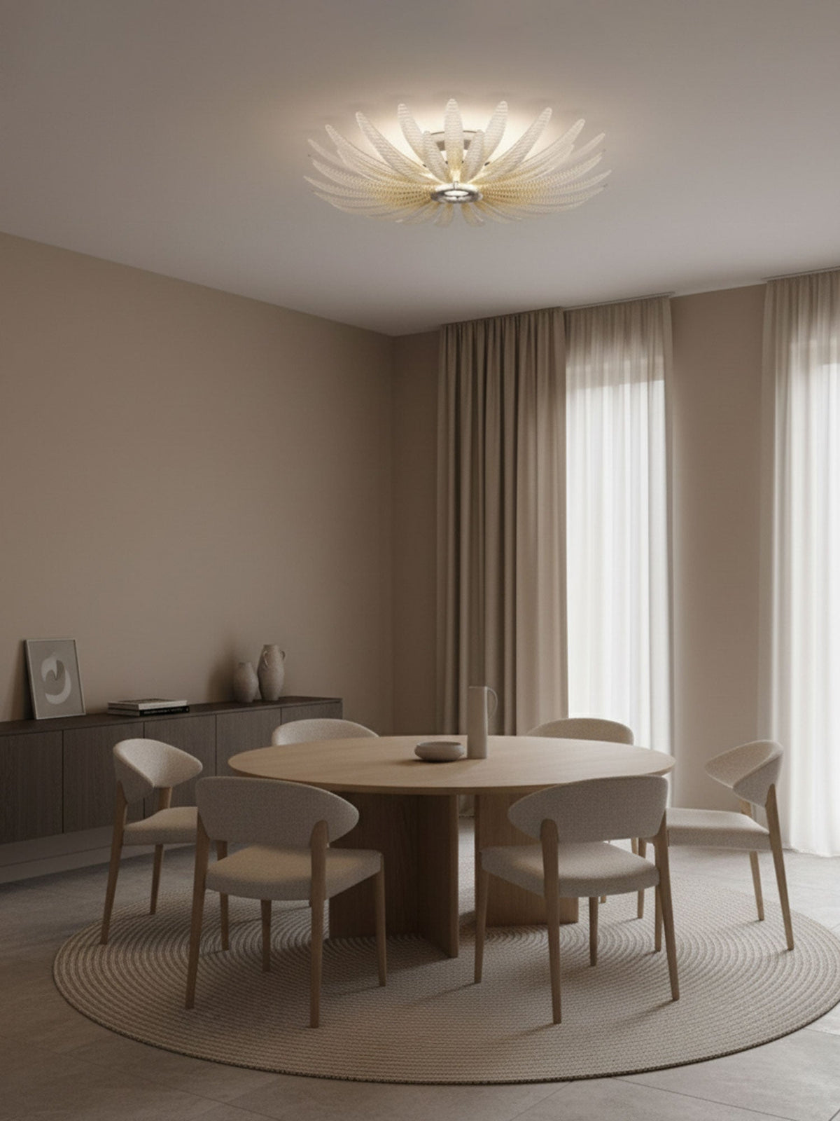 Aurelia Glass Petal Flush Mount Ceiling Light in Chrome