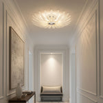 Aurelia Glass Petal Flush Mount Ceiling Light in Chrome