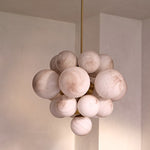 Aurelia Alabaster Cluster Chandelier in Brushed Brass