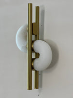Aurelia Alabaster Wall Sconce in Brushed Gold, Dual Disc LED Light