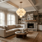 Aurelia Alabaster Cluster Chandelier in Brushed Brass