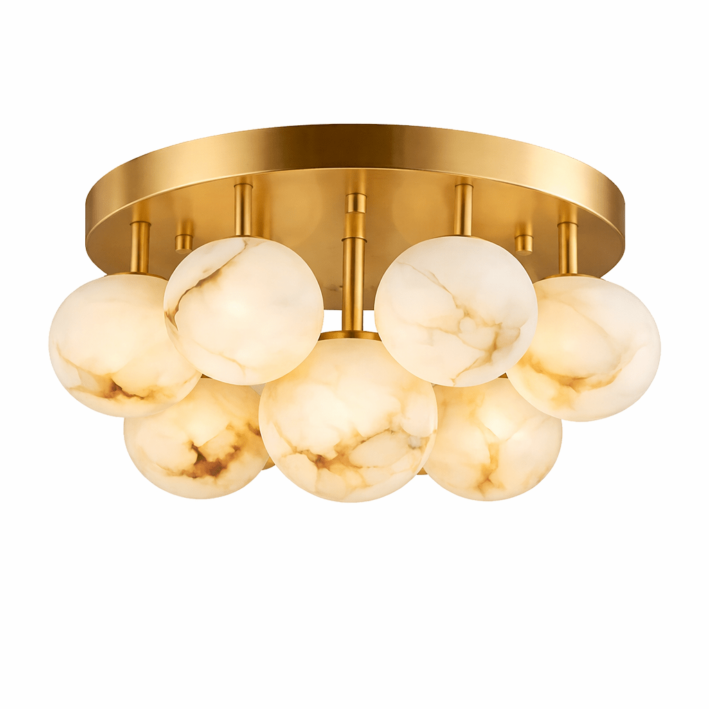 Aurelia Alabaster Globe Ceiling Light – Brushed Gold Semi Flush Mount