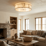 Aurelia Alabaster Ring Ceiling Light – Modern Flush Mount in Natural Stone & Gold