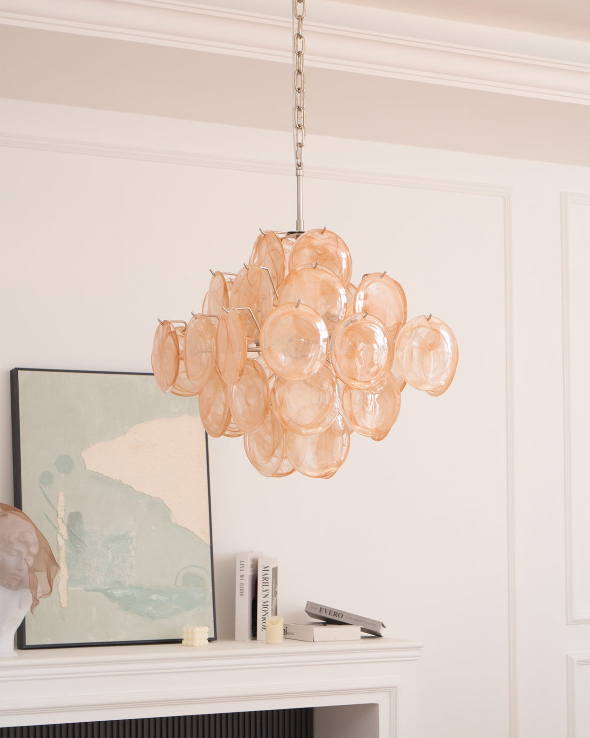 Aurelia Apricot Glass Chandelier – Modern Murano-Inspired Pendant Light