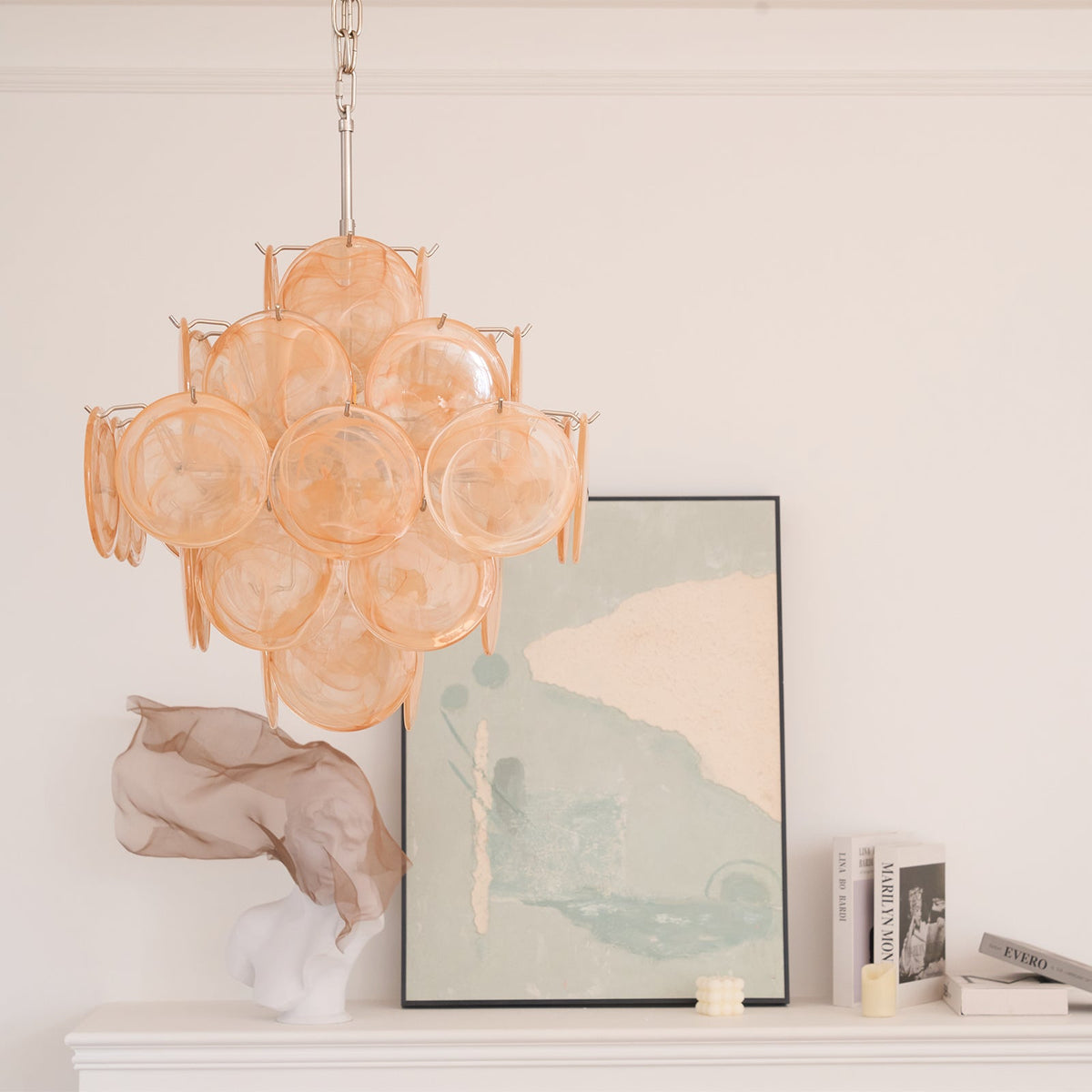 Aurelia Apricot Glass Chandelier – Modern Murano-Inspired Pendant Light