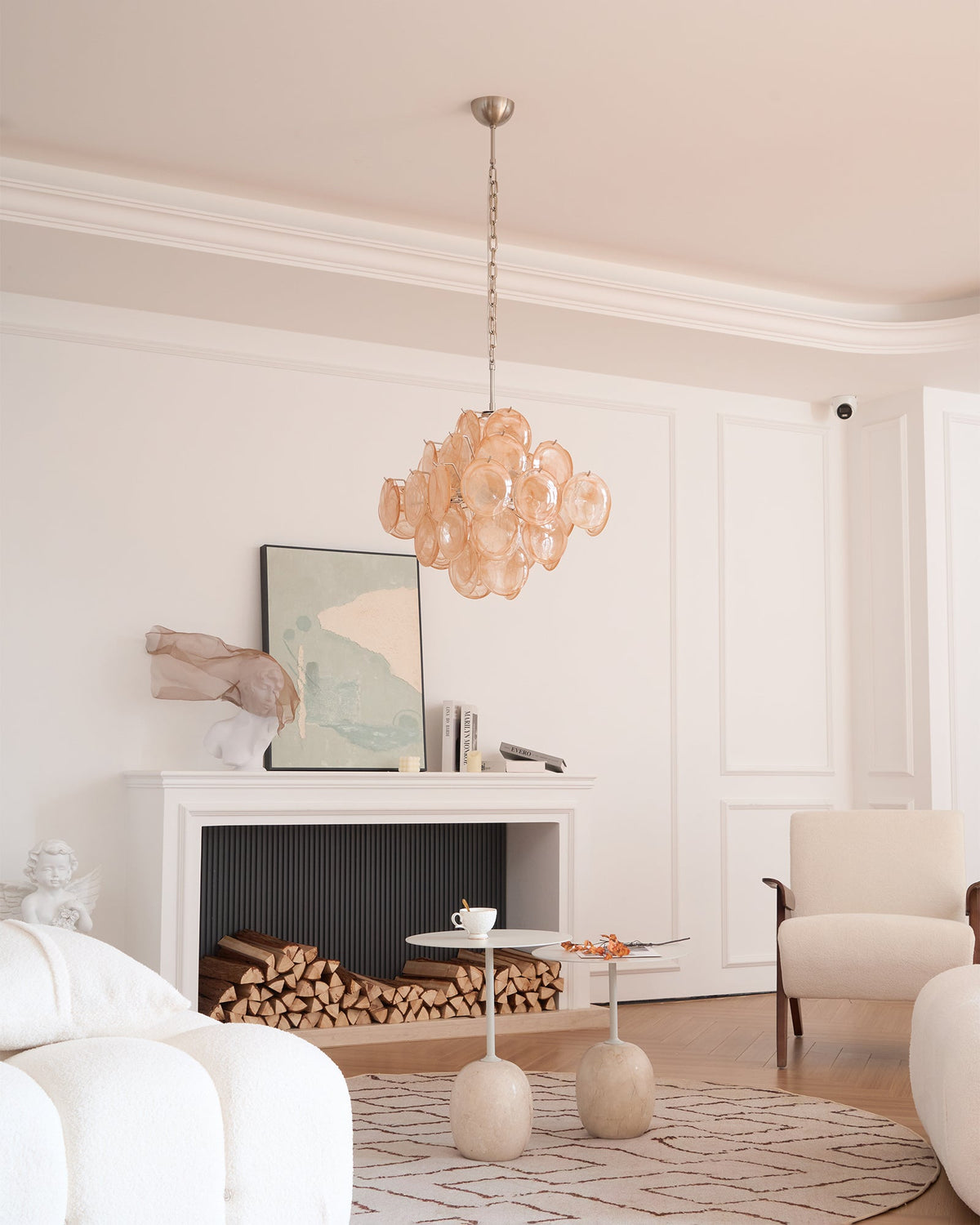 Aurelia Apricot Glass Chandelier – Modern Murano-Inspired Pendant Light