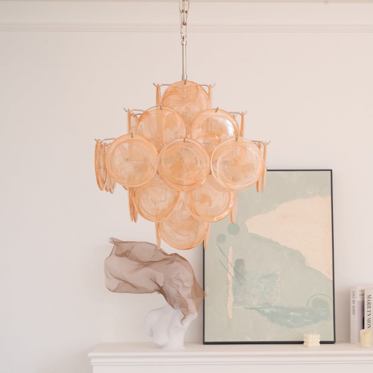 Aurelia Apricot Glass Chandelier – Modern Murano-Inspired Pendant Light