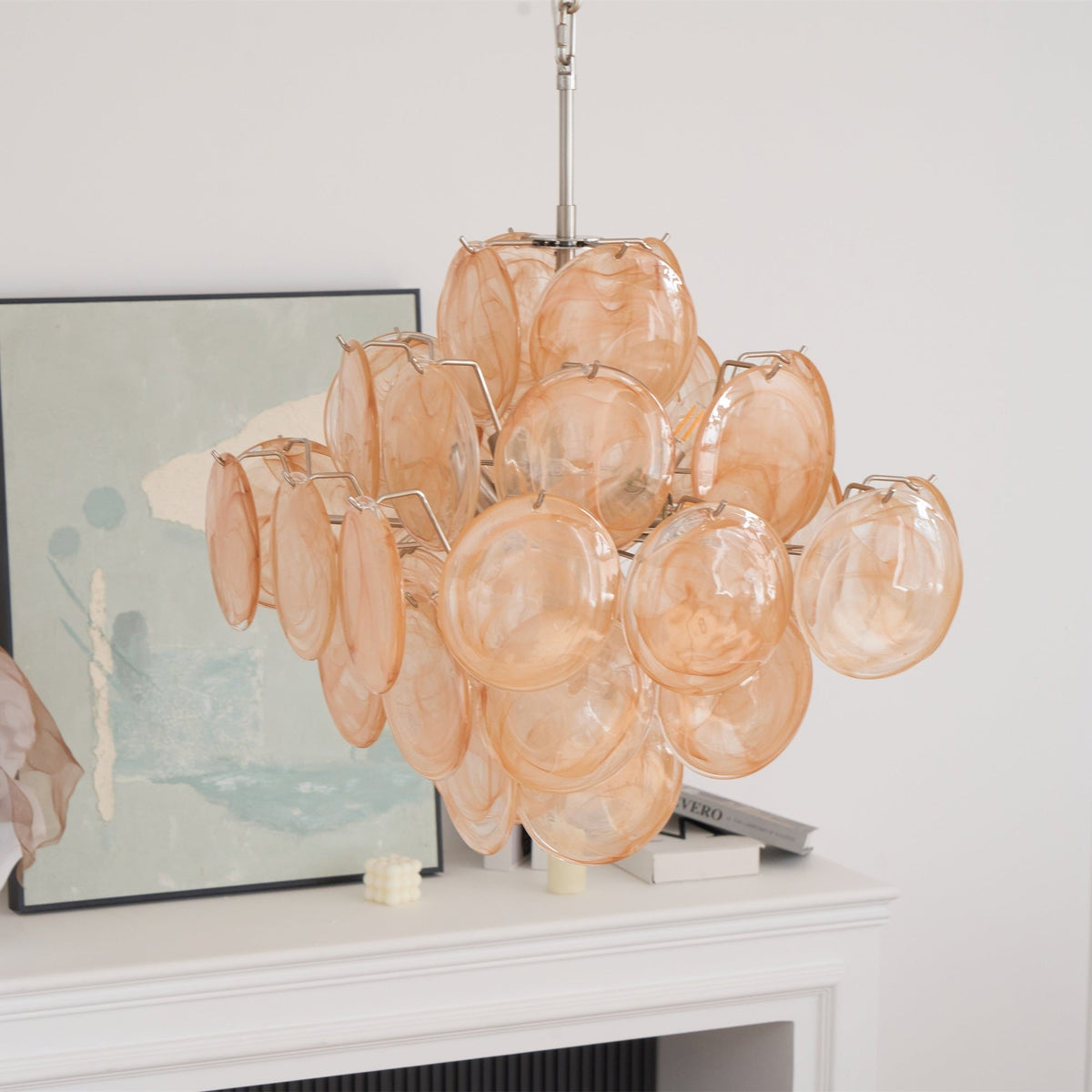 Aurelia Apricot Glass Chandelier – Modern Murano-Inspired Pendant Light