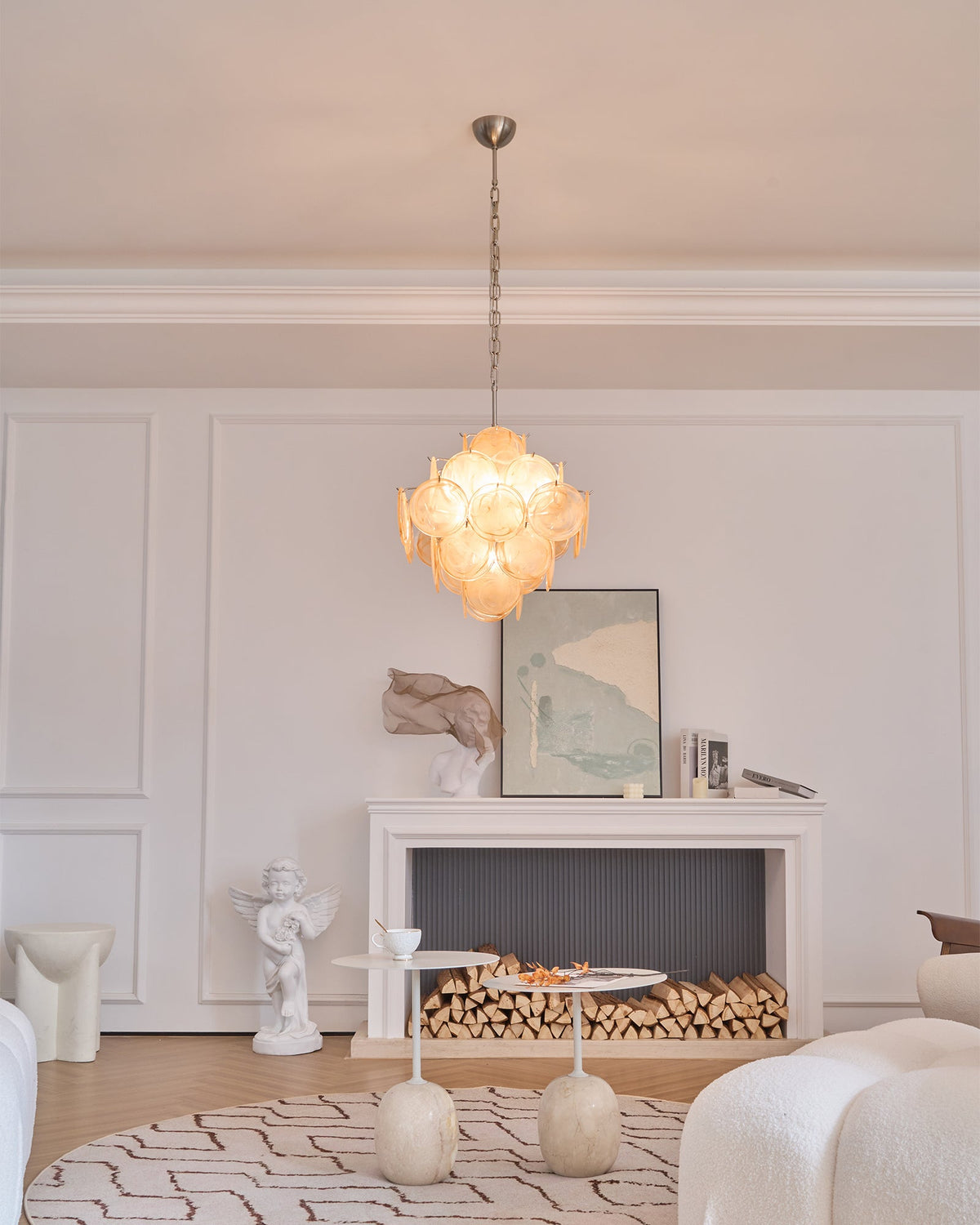 Aurelia Apricot Glass Chandelier – Modern Murano-Inspired Pendant Light