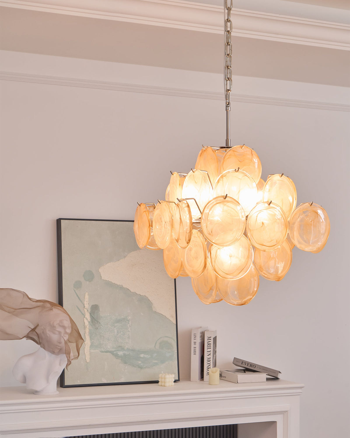 Aurelia Apricot Glass Chandelier – Modern Murano-Inspired Pendant Light