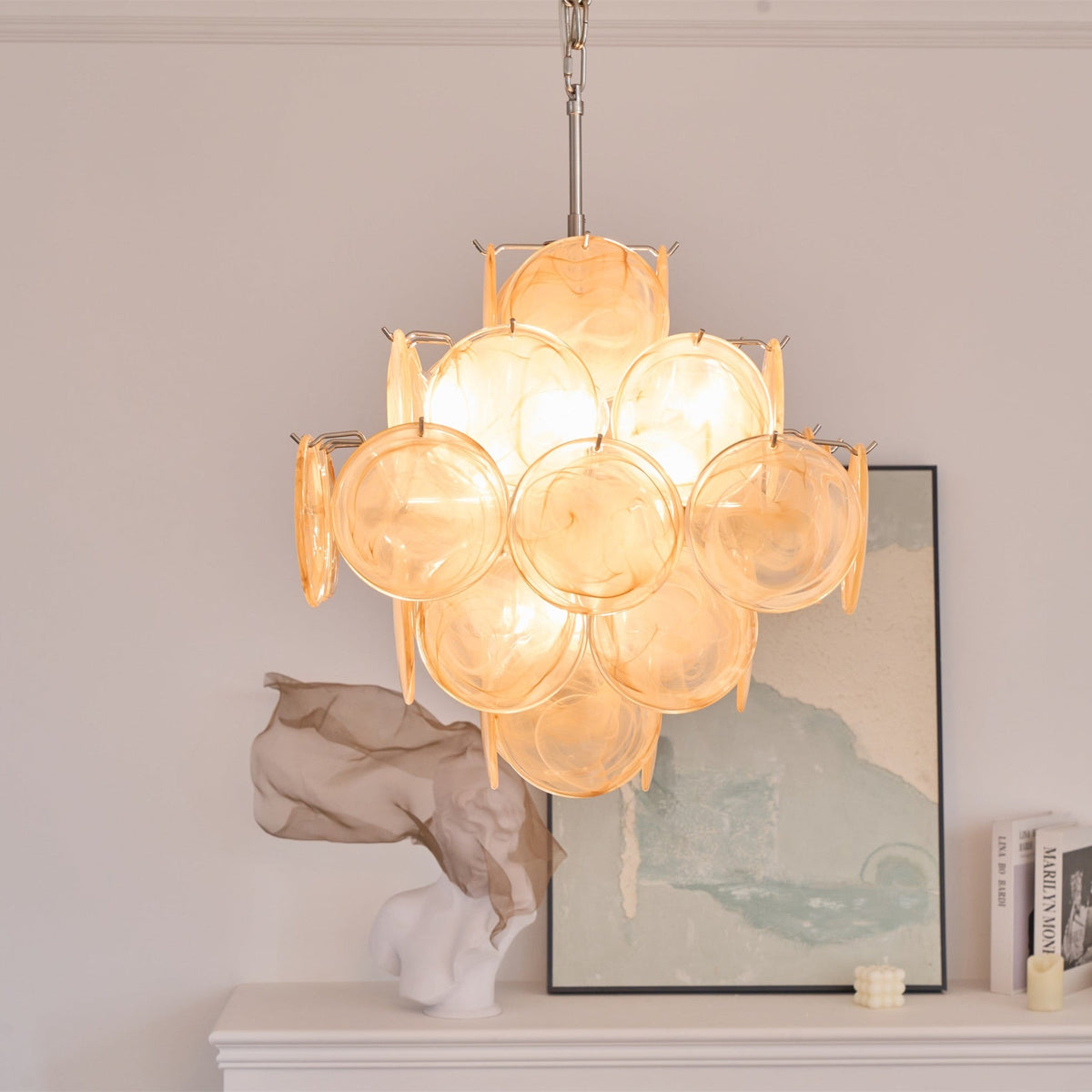 Aurelia Apricot Glass Chandelier – Modern Murano-Inspired Pendant Light