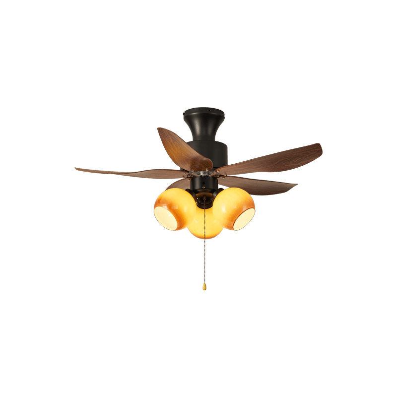 Aurelia Blossom Ceiling Fan Light with Wood Blades and Glass Shades