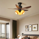 Aurelia Blossom Ceiling Fan Light with Wood Blades and Glass Shades
