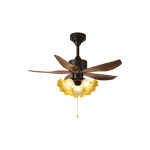 Aurelia Blossom Ceiling Fan Light with Wood Blades and Glass Shades