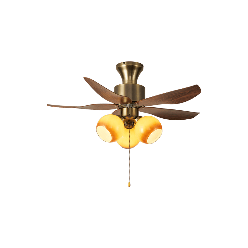 Aurelia Blossom Ceiling Fan Light with Wood Blades and Glass Shades