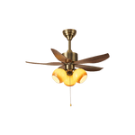 Aurelia Blossom Ceiling Fan Light with Wood Blades and Glass Shades