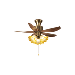 Aurelia Blossom Ceiling Fan Light with Wood Blades and Glass Shades
