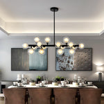 Aurelia 16-Light Glass Globe Chandelier in Black Metal for Dining Room