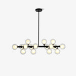 Aurelia 16-Light Glass Globe Chandelier in Black Metal for Dining Room