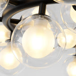 Aurelia 16-Light Glass Globe Chandelier in Black Metal for Dining Room