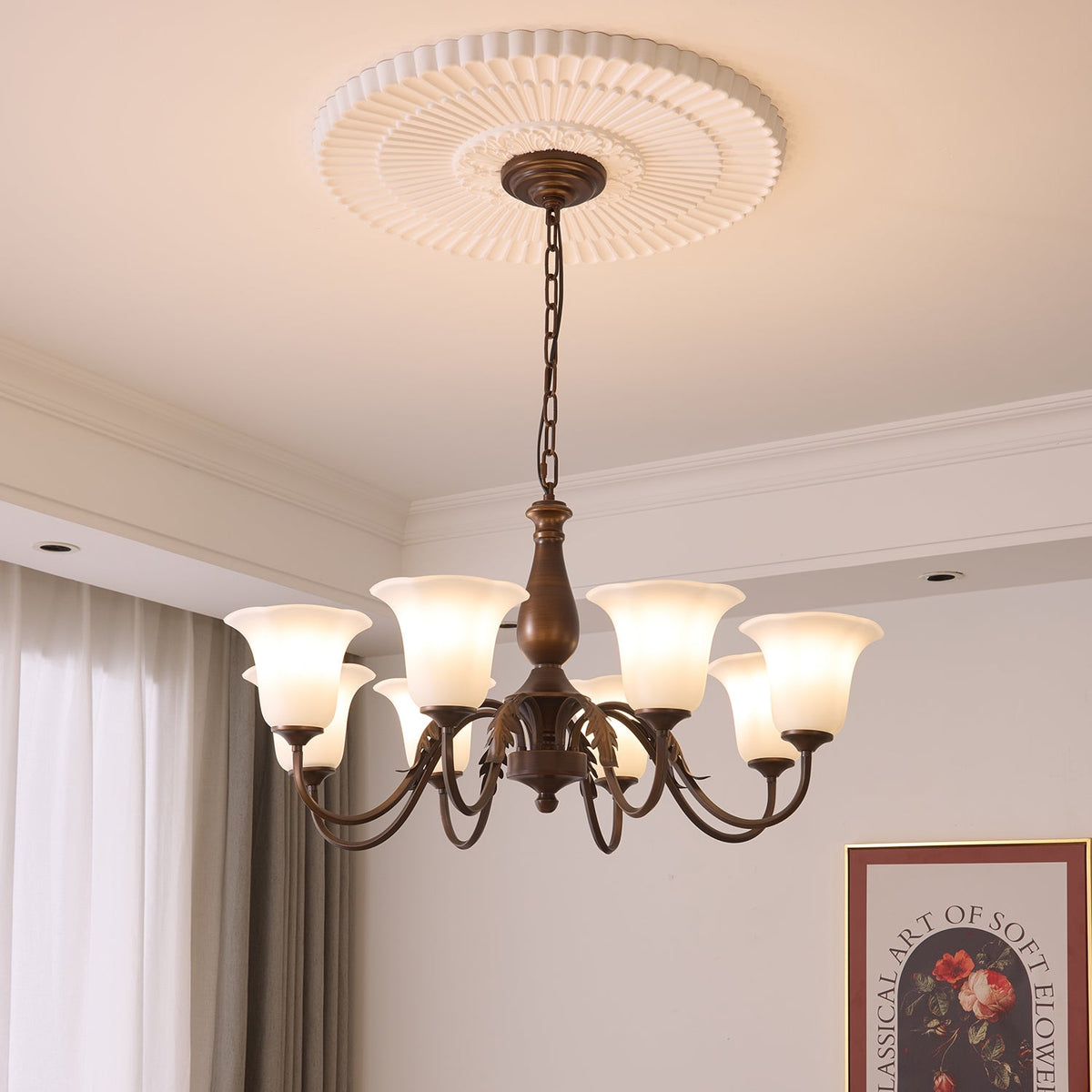 Aurelia Fleur Modern Glass Chandelier for Dining Room and Living Room