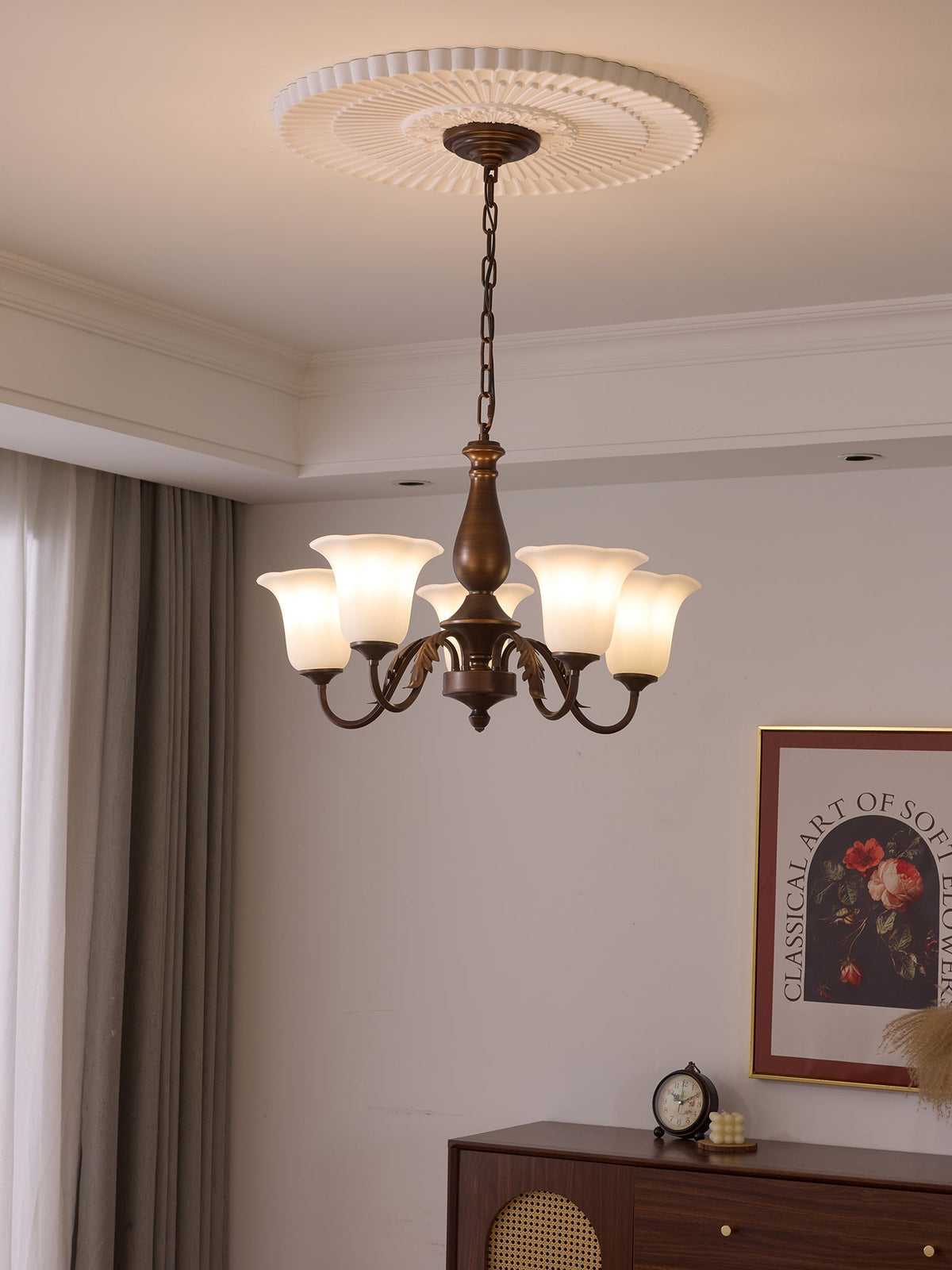 Aurelia Fleur Modern Glass Chandelier for Dining Room and Living Room