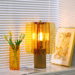 Aurelia Amber Glass Table Lamp with Brass Base for Bedside and Living Room
