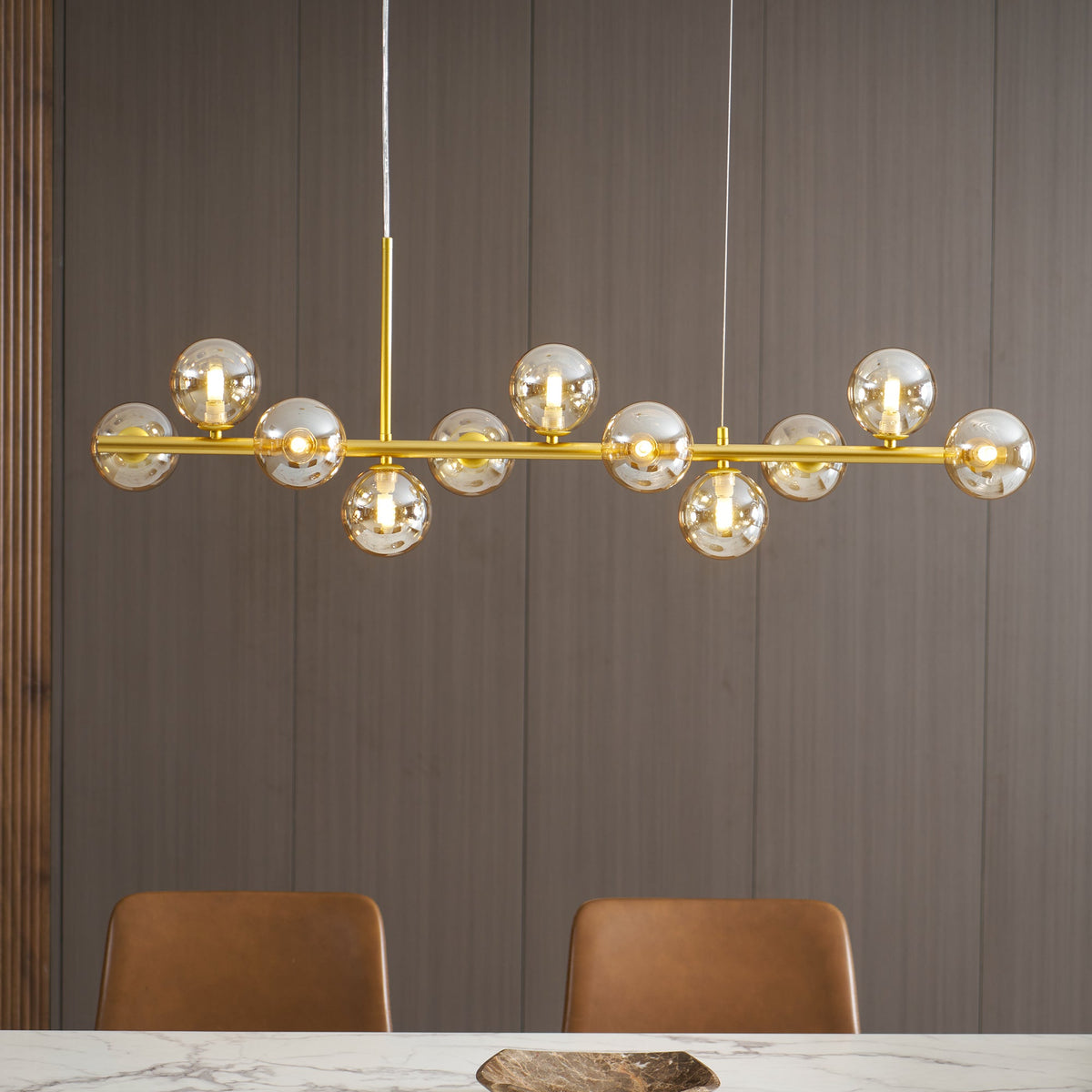 Aurelia Globe Chandelier – Modern Glass & Gold Pendant Light for Dining Room