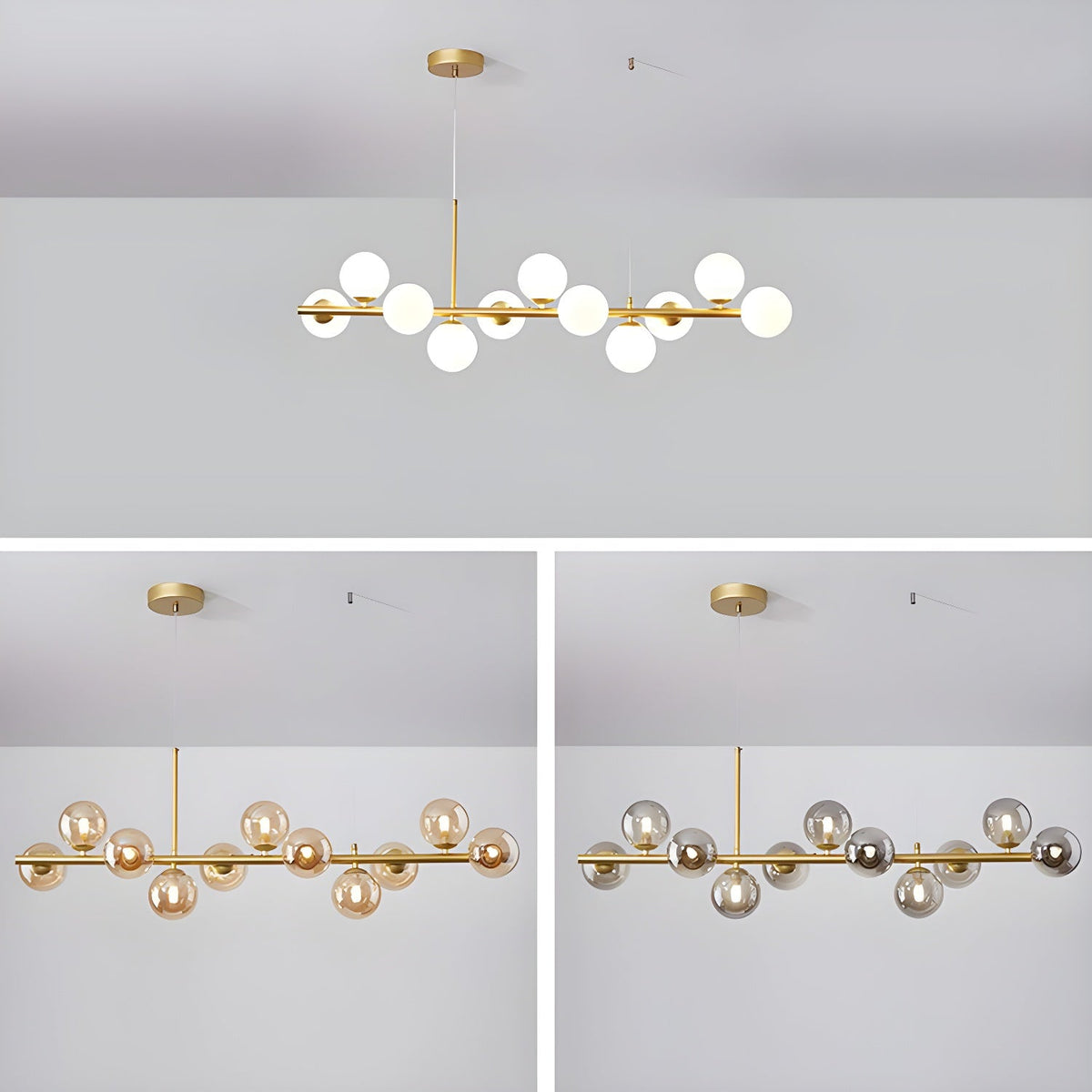 Aurelia Globe Chandelier – Modern Glass & Gold Pendant Light for Dining Room