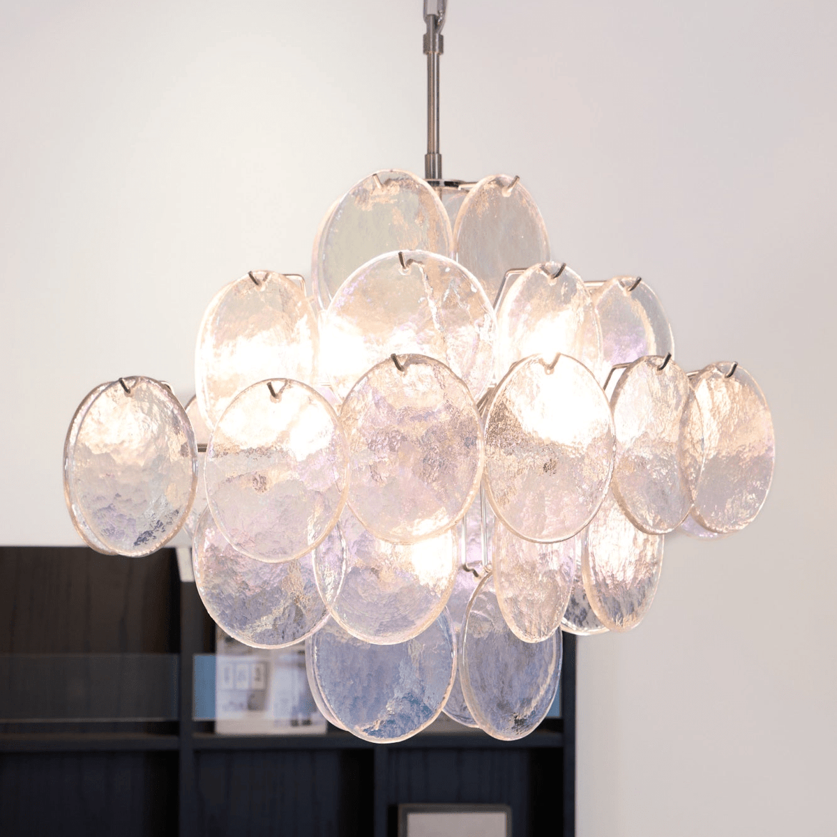 Aurelia Iridescent Glass Chandelier – Modern Murano-Inspired Pendant Light