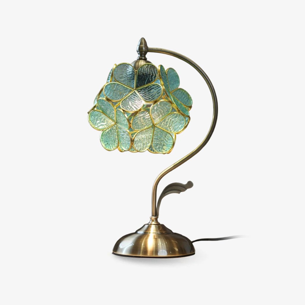 Aurelia Leaf Table Lamp – Seafoam Glass & Antique Brass Desk Light