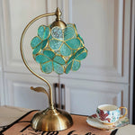 Aurelia Leaf Table Lamp – Seafoam Glass & Antique Brass Desk Light