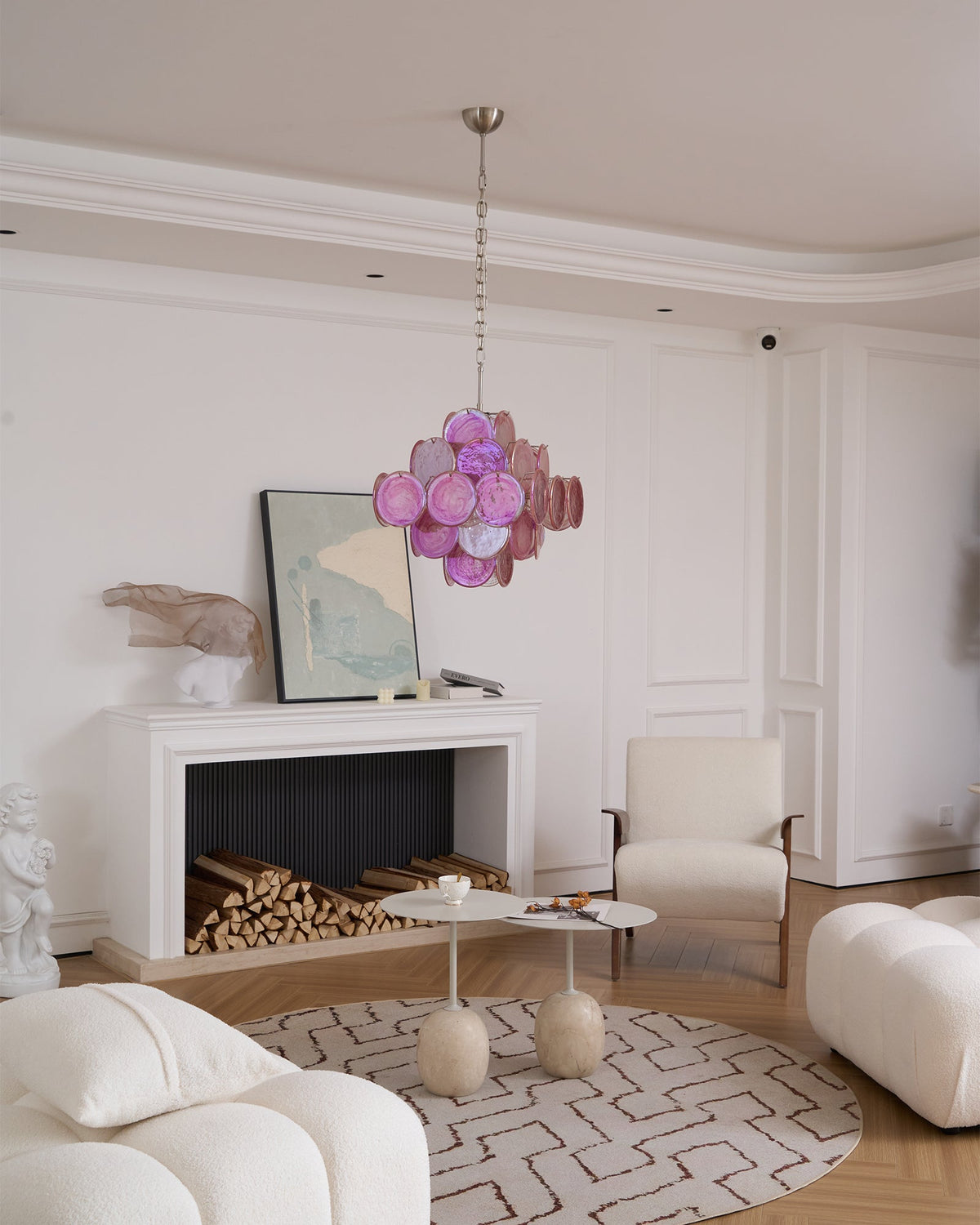 Aurelia Pink Glass Chandelier – Handcrafted Murano-Style Pendant Light for Elegant Interiors