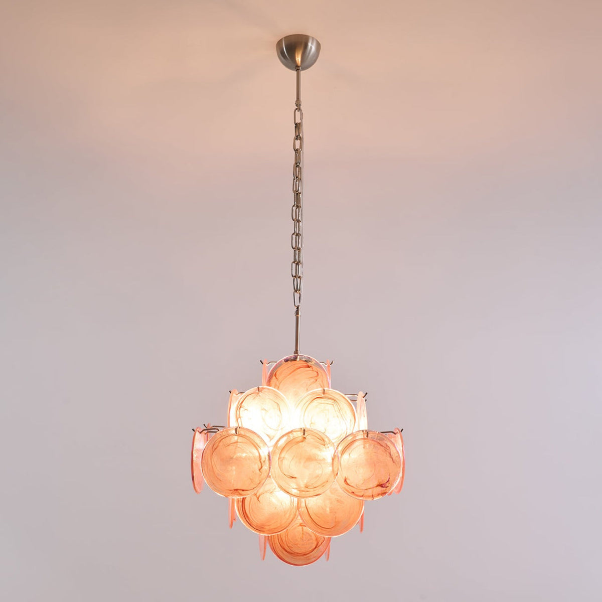 Aurelia Pink Glass Chandelier – Handcrafted Murano-Style Pendant Light for Elegant Interiors